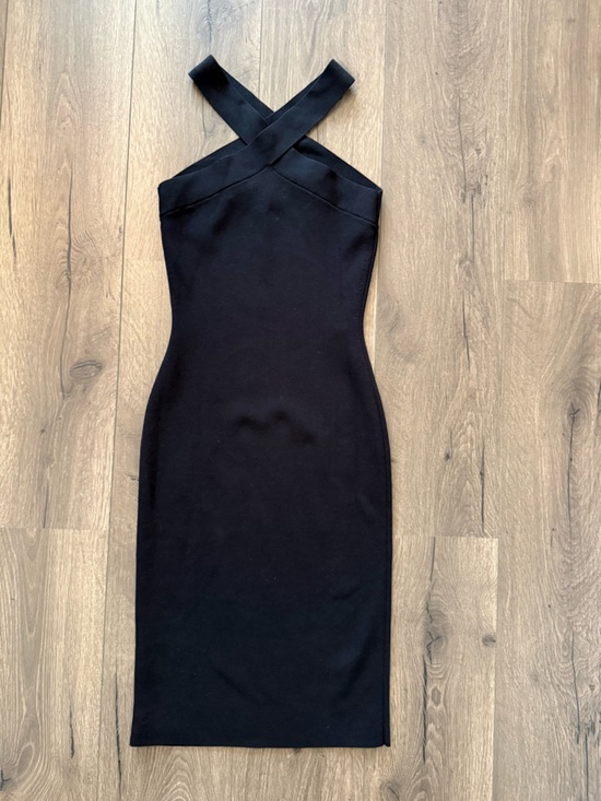 Dresses & Skirts - Babaton Black Cross Strap Midi Dress Size Small Bodycon Minimalist Chic